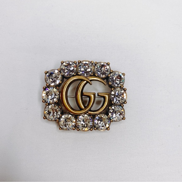 GUCCI Marmont GG logo crystal brooch - Picture 6 of 7